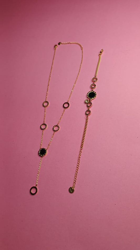 Black Roman Times Numeral Pendant and Bracelet