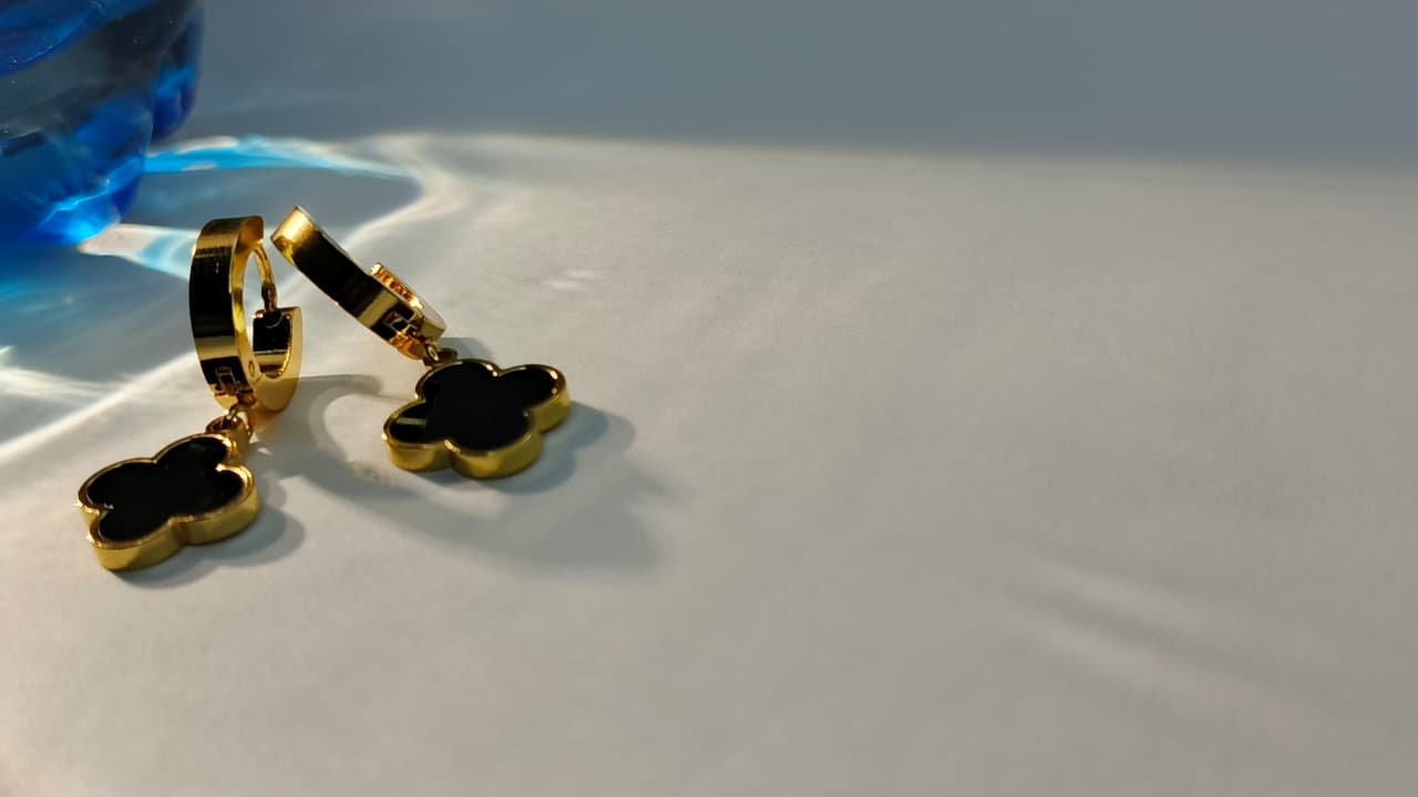 Black Clover Gold Bracelet and Earings