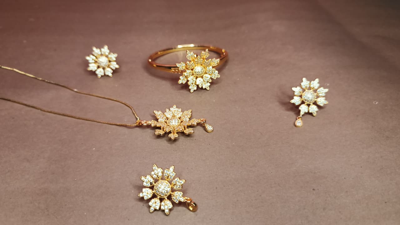 Golden Zircon Jewellery set