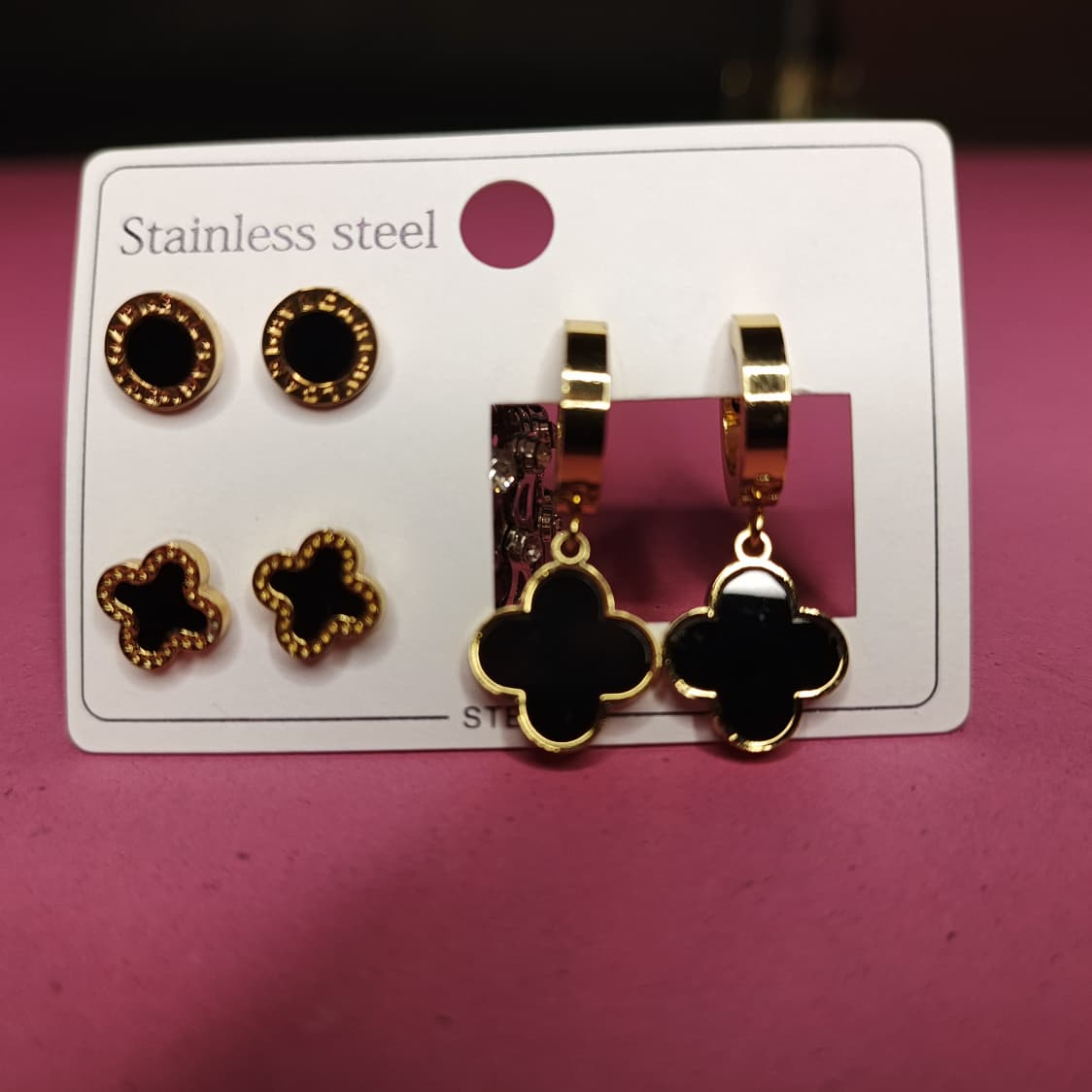 Four-leaf Clover Hoop Earings set