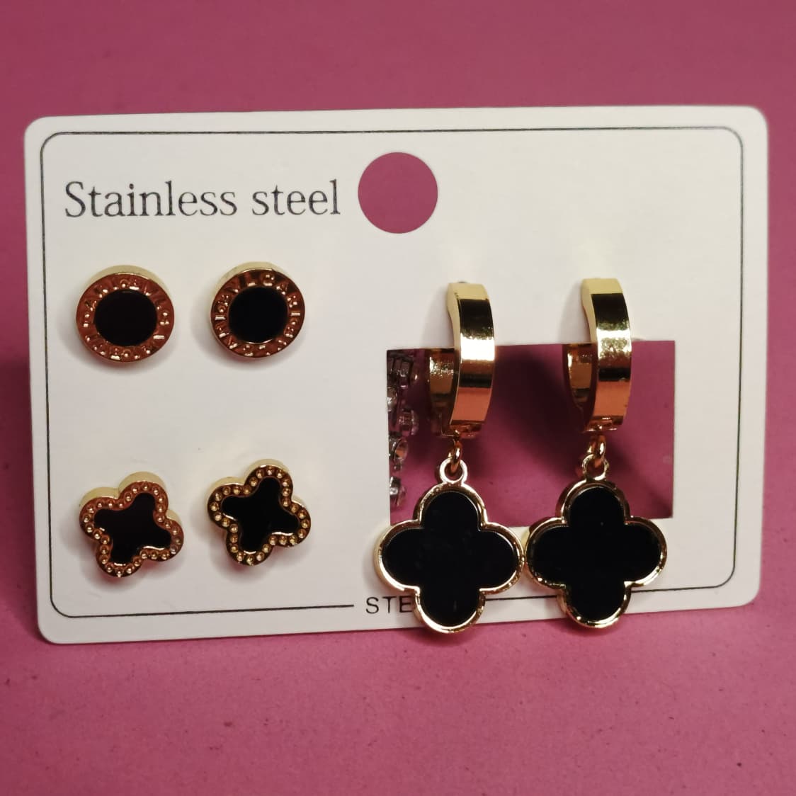 Four-leaf Clover Hoop Earings set