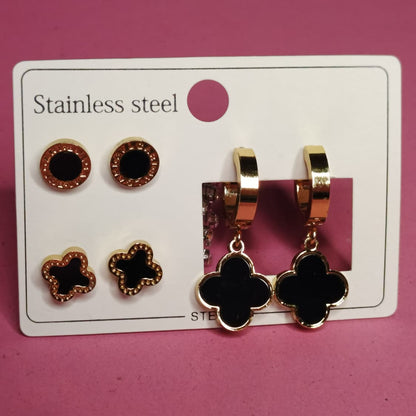 Four-leaf Clover Hoop Earings set