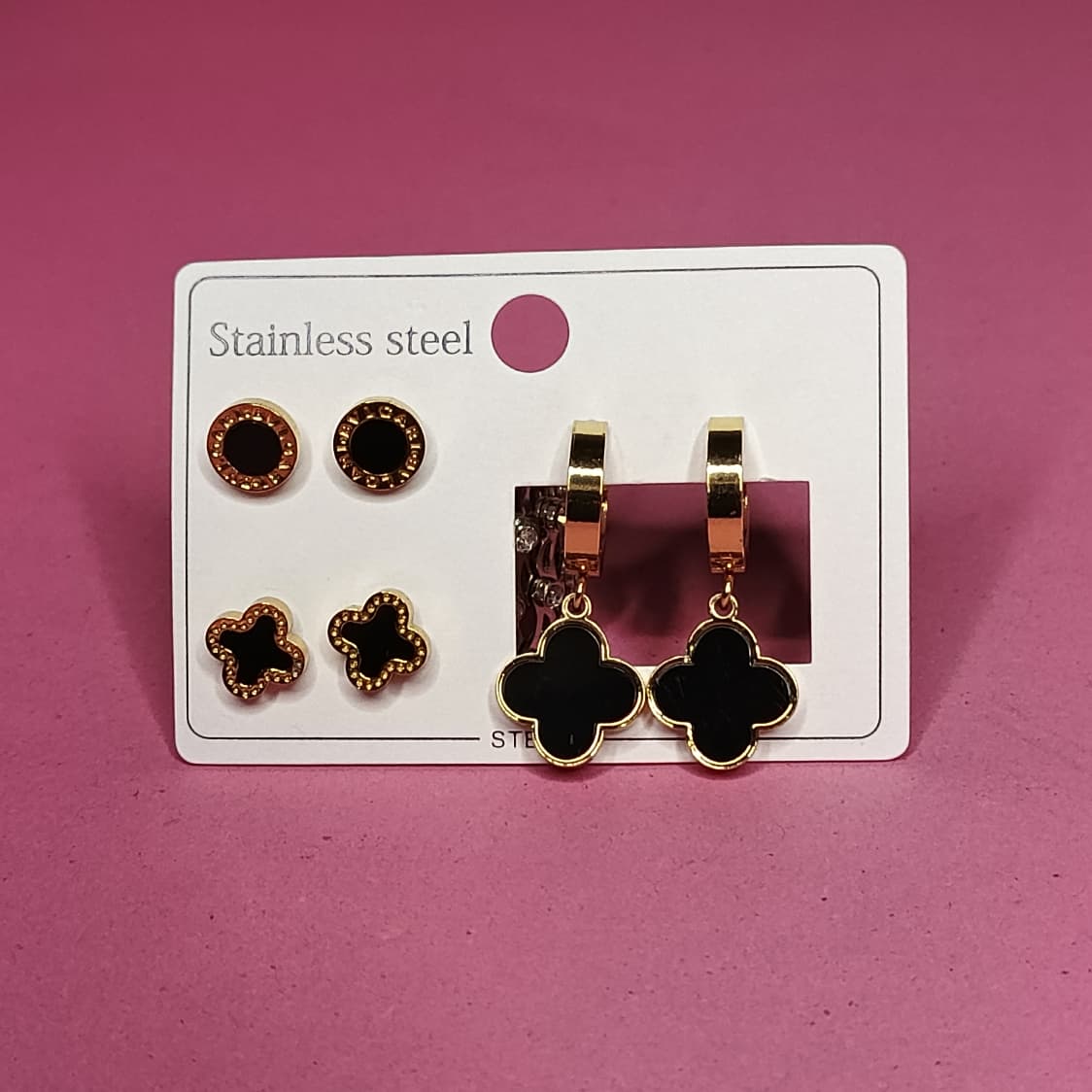 Four-leaf Clover Hoop Earings set