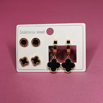 Four-leaf Clover Hoop Earings set