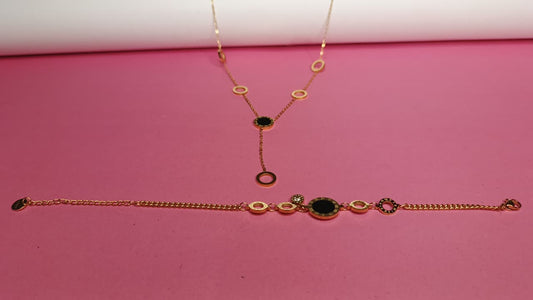 Black Roman Times Numeral Pendant and Bracelet