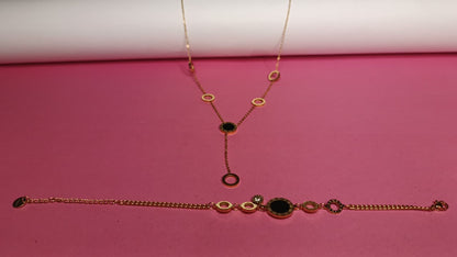 Black Roman Times Numeral Pendant and Bracelet